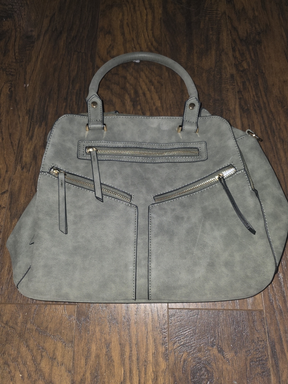 Structured Olive Top-Handle Satchel with Zip Pockets